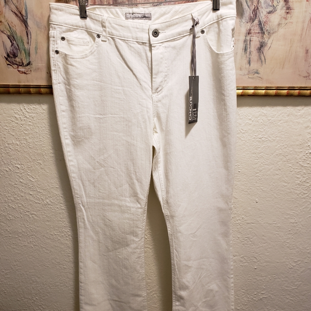 NEW Chico's Platinum Jeans Optic White Size 2 (12)